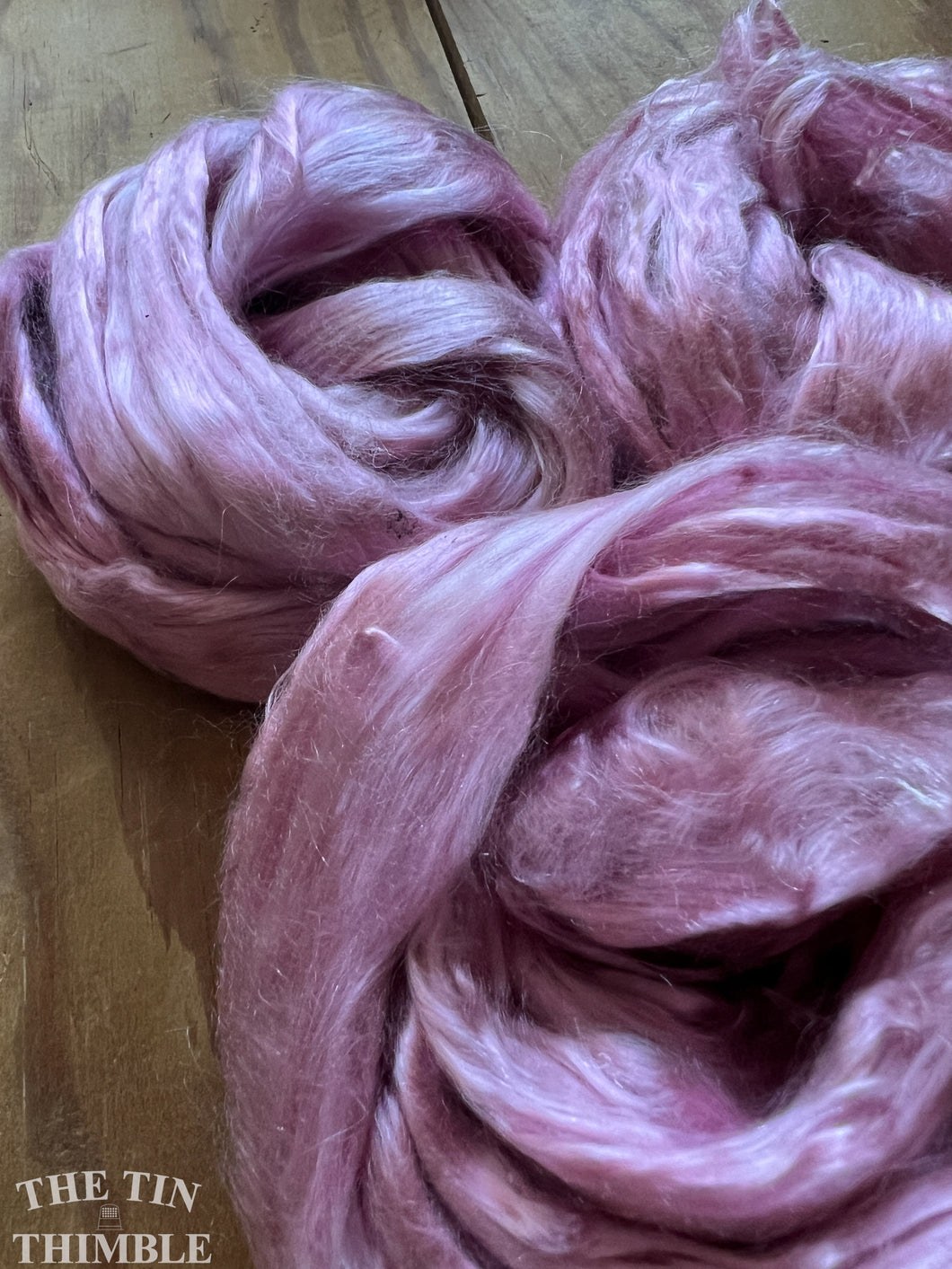 Hand Dyed Cultivated Bombyx Silk Fiber for Spinning or Felting in Antique Pink - Shiny Hand Dyed Silk Top