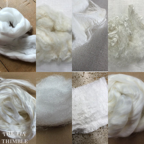 Sample Bag of Undyed Silk, Bamboo and Nylon Fibers - 3 Grams of Each - Great for Felting, Weaving, Spinning and Dyeing