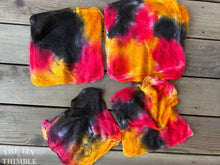Load image into Gallery viewer, Hand Dyed Silk Mulberry Hankies for Spinning or Felting in &#39;Drama&#39; / 3 Grams / 100% Silk Hankies

