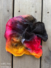 Load image into Gallery viewer, Hand Dyed Silk Mulberry Hankies for Spinning or Felting in &#39;Drama&#39; / 3 Grams / 100% Silk Hankies
