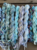 Fiber Frenzy Bundle / Mixed Bundle of Yarn in Light Blue / Great for Felting / Approximately 24 Yards / 8 Strands Each 3 Yards Long