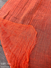 Load image into Gallery viewer, Hand Dyed Cotton Gauze Scrim Cheesecloth for Sewing or Nuno Felting in Bright Orange / Scarf for Felting or Wearing as Is / By the Yard
