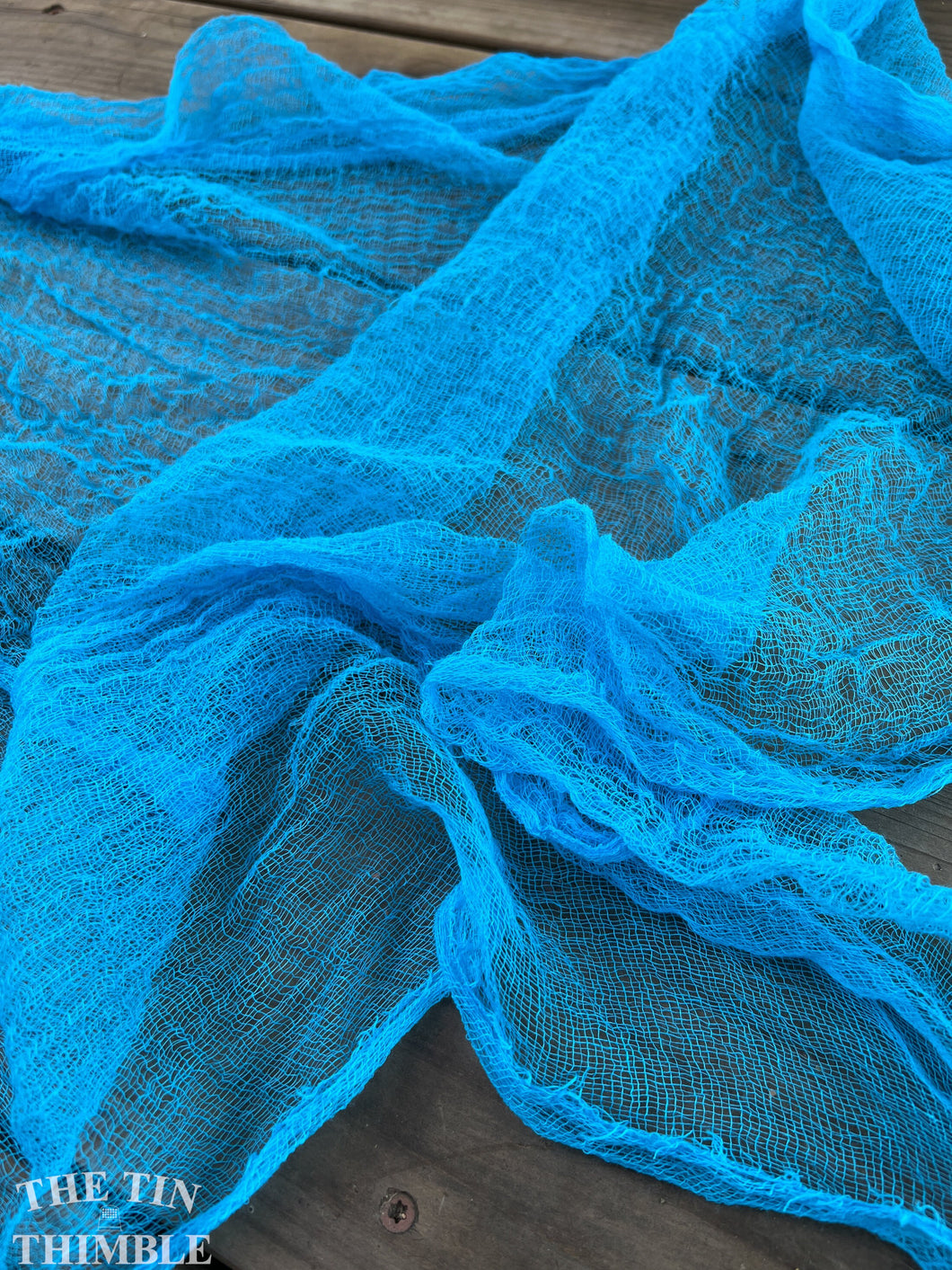Hand Dyed Cotton Gauze Scrim Cheesecloth for Sewing or Nuno Felting in Turquoise / Scarf for Felting or Wearing as Is / By the Yard