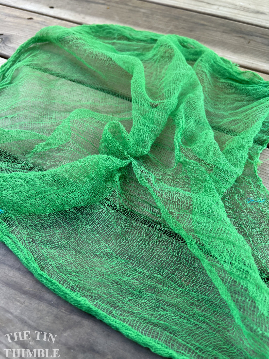 Hand Dyed Cotton Gauze Scrim Cheesecloth for Sewing or Nuno Felting in Green / Scarf for Felting or Wearing as Is / By the Yard