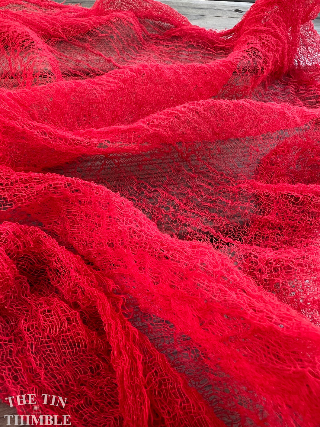 Hand Dyed Cotton Gauze Scrim Cheesecloth for Sewing or Nuno Felting in Red / Scarf for Felting or Wearing as Is / By the Yard