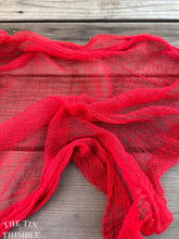 Load image into Gallery viewer, Hand Dyed Cotton Gauze Scrim Cheesecloth for Sewing or Nuno Felting in Red / Scarf for Felting or Wearing as Is / By the Yard
