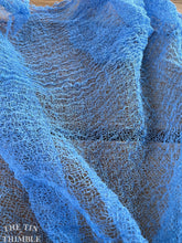 Load image into Gallery viewer, Hand Dyed Cotton Gauze Scrim Cheesecloth for Sewing or Nuno Felting in Blue / Scarf for Felting or Wearing as Is / By the Yard
