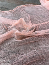 Load image into Gallery viewer, Hand Dyed Cotton Gauze Scrim Cheesecloth for Sewing or Nuno Felting in Peach / Scarf for Felting or Wearing as Is / By the Yard
