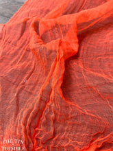 Load image into Gallery viewer, Hand Dyed Cotton Gauze Scrim Cheesecloth for Sewing or Nuno Felting in Bright Orange / Scarf for Felting or Wearing as Is / By the Yard
