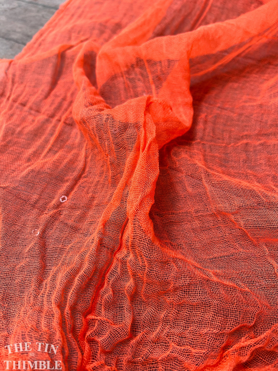 Hand Dyed Cotton Gauze Scrim Cheesecloth for Sewing or Nuno Felting in Bright Orange / Scarf for Felting or Wearing as Is / By the Yard