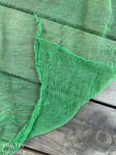 Load image into Gallery viewer, Hand Dyed Cotton Gauze Scrim Cheesecloth for Sewing or Nuno Felting in Green / Scarf for Felting or Wearing as Is / By the Yard
