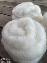 Load image into Gallery viewer, Mohair &amp; Merino Hand Carded Batt for Felting or Spinning - Soft with a Slight Sheen in Natural White - 2 Ounce Batt
