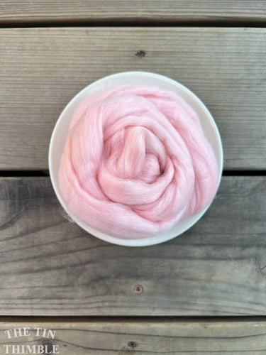 Powder Pink Superfine Merino Wool Roving - 1 oz - Superfine Roving for Felting, Weaving, Spinning and More