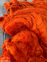 Load image into Gallery viewer, Silk Mulberry Hankies for Spinning or Felting in Pumpkin Orange / 3 Grams / 100% Silk Hankies for Spinning, Felting and Fiber Art
