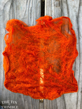 Load image into Gallery viewer, Silk Mulberry Hankies for Spinning or Felting in Pumpkin Orange / 3 Grams / 100% Silk Hankies for Spinning, Felting and Fiber Art
