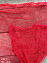Load image into Gallery viewer, Hand Dyed Cotton Gauze Scrim Cheesecloth for Sewing or Nuno Felting in Red / Scarf for Felting or Wearing as Is / By the Yard
