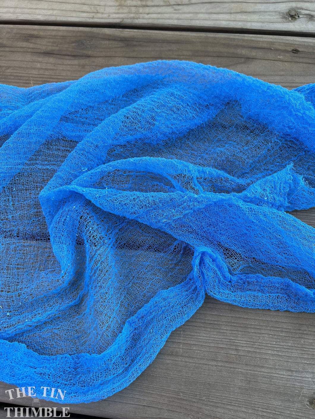 Hand Dyed Cotton Gauze Scrim Cheesecloth for Sewing or Nuno Felting in Blue / Scarf for Felting or Wearing as Is / By the Yard