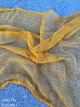 Load image into Gallery viewer, Hand Dyed Cotton Gauze Scrim Cheesecloth for Sewing or Nuno Felting in Gold / Scarf for Felting or Wearing as Is / By the Yard
