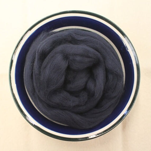 Midnight Dark Blue Merino Wool Roving - 21.5 micron -1 oz - For Nuno Felting, Wet Felting, Weaving, Spinning and More