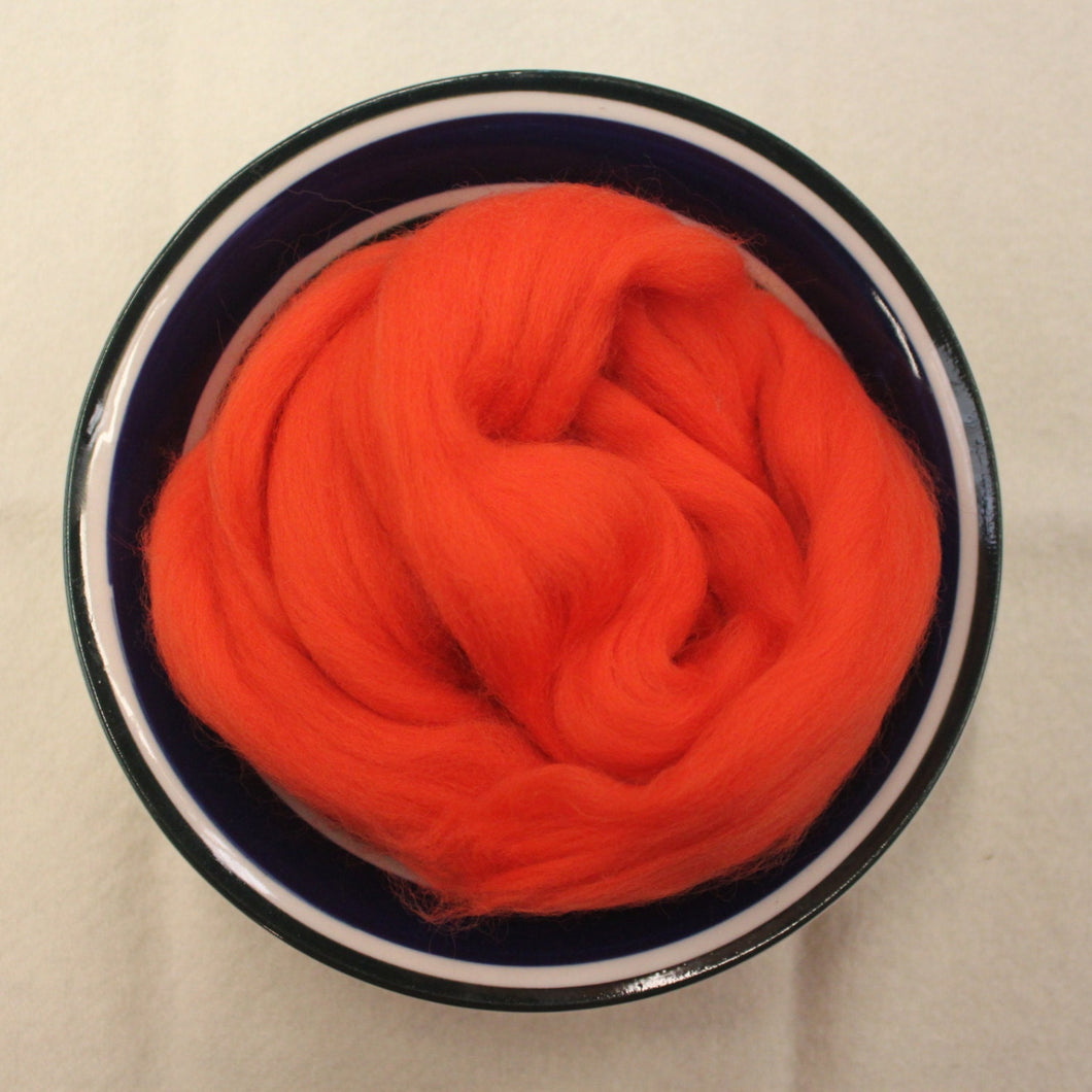 Spice Merino Wool Roving for Felting, Spinning or Weaving - 1 oz - Bright Orange Merino Roving for Fibre Art