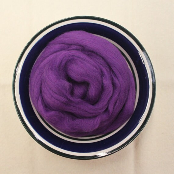 Purple Merino Wool Roving - 1 oz - Quality Fiber for Felting, Spinning or Weaving