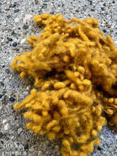 Load image into Gallery viewer, Saffron Yellow Gold Wool Nepps or Nibs for Felting by DHG / 1/8 Oz or More / Commercially Dyed Textural Fibers for Nuno or Wet Felting
