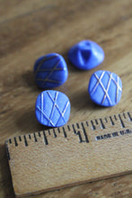 Load image into Gallery viewer, Blue Glass Vintage Buttons - Four/ 1930s Buttons / Vintage Glass Buttons / Vintage Sewing Notions / Vintage Sewing Supplies / 1940s Buttons
