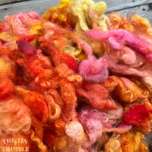 Load image into Gallery viewer, Hand Dyed Mystery Wool Fiber for Needle Felting, Wet Felting, Weaving and Crafts - Orange/Pink/Peach - 1 Ounce
