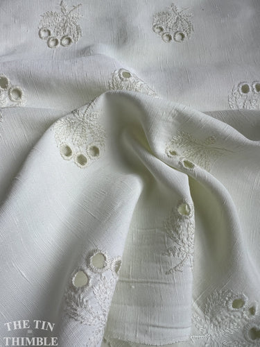 Vintage Rayon Eyelet - By the Yard - Vintage Off White Embroidered Rayon Eyelet - 36