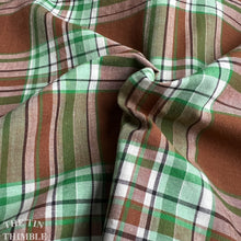Load image into Gallery viewer, Authentic Vintage Green and Brown Plaid Cotton - 1.5 Yards - 34&quot; Wide - 1940s
