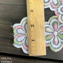 Load image into Gallery viewer, Vintage Embroidered Trim - By the Half Yard - Pink and Green Daisy Organza Trim
