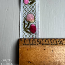 Load image into Gallery viewer, Vintage Embroidered Trim - By the Half Yard - Embroidered Cherry Trim - 1&quot; Wide
