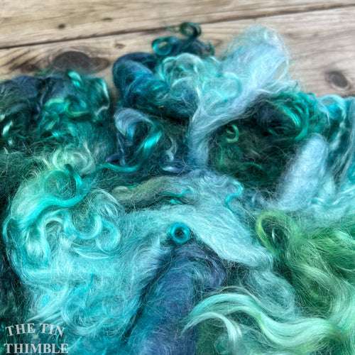 Adult Mohair Locks for Felting, Spinning or Weaving - 1/4 Oz - Hand Dyed in the Color 'Ocean'