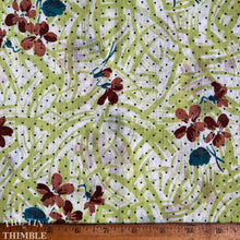 Load image into Gallery viewer, Dotted Swiss Fabric - Vintage 1960s Raised Dotted Swiss Piece in Green, White, Brown and Blue - Cotton - By the Yard x 34&quot; Wide
