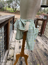 Load image into Gallery viewer, Vintage Half Apron with Oversized Pockets and Rick Rack - White and Green 1950s Hostess Apron
