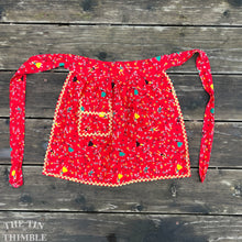 Load image into Gallery viewer, Vintage Children&#39;s Half Apron - Red 1950s Cotton Hostess Apron
