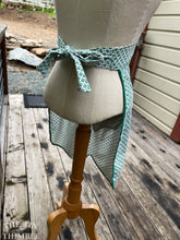 Load image into Gallery viewer, Vintage Half Apron with Bias Taped Inset - White and Green 1950s Hostess Apron
