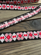 Load image into Gallery viewer, 100% Cotton Vintage Embroidered Trim - Black, Pink, Red and White - Sold by the Half Yard
