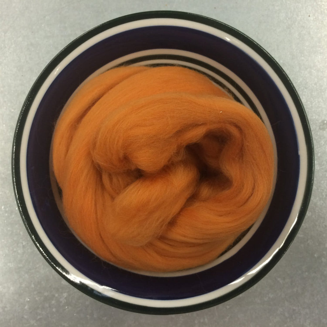 Tangerine Merino Wool Roving - 21.5 micron -1 oz - For Nuno Felting, Wet Felting, Weaving, Spinning - OEKO Tex 100 Certified
