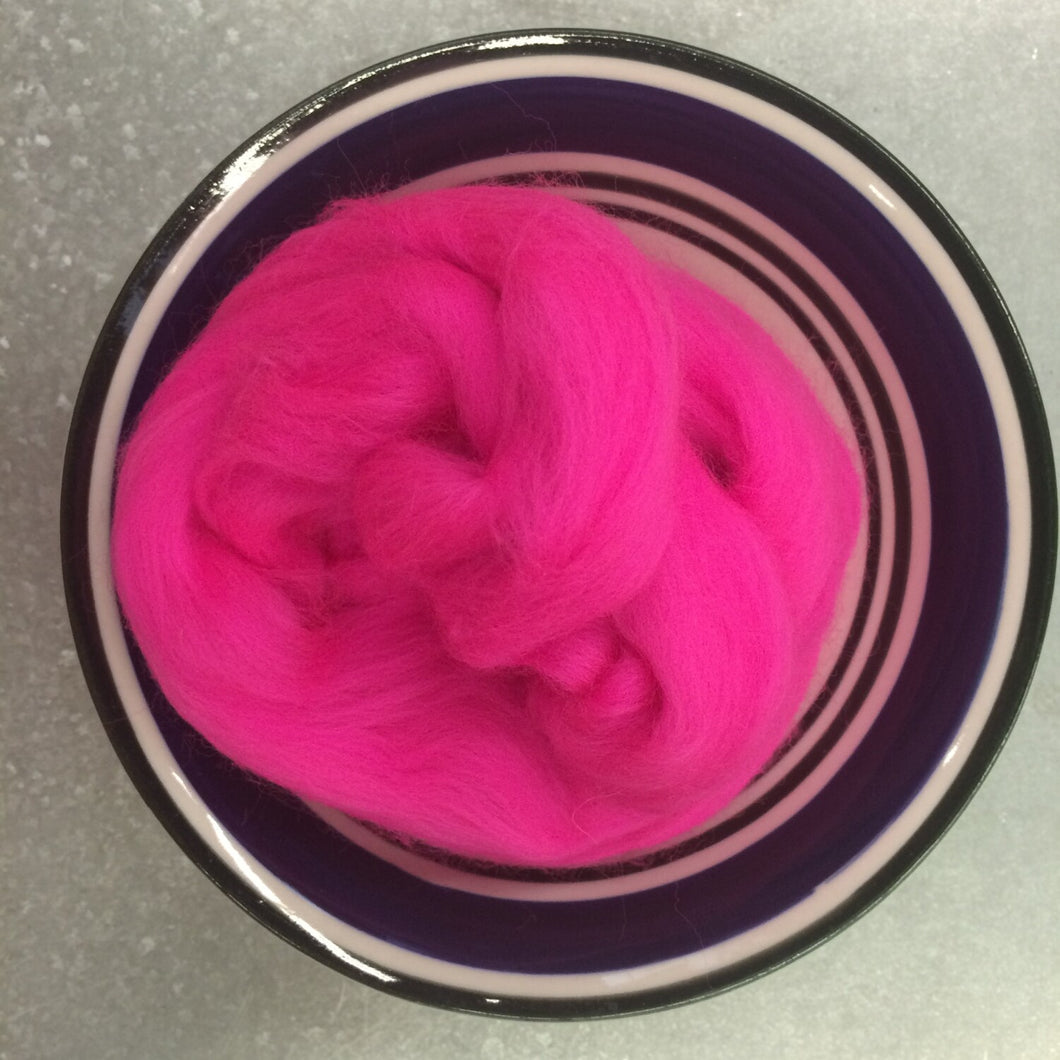 Malibu Pink Merino Wool Roving for Felting, Spinning or Weaving - 21.5 micron - 1 oz