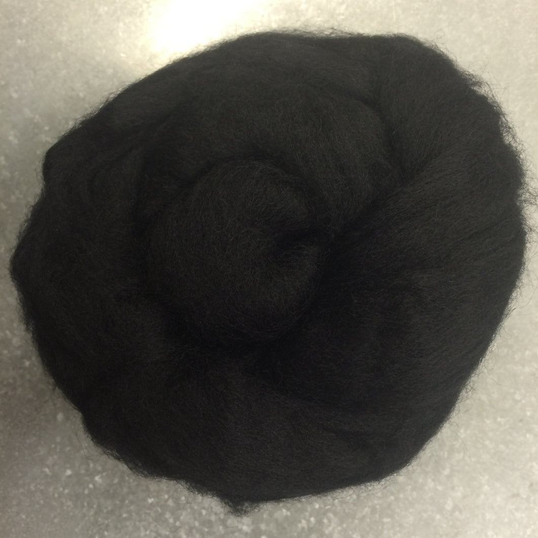 Licorice Black CORRIEDALE Wool Roving - 1 oz - Nuno Felting / Wet Felting / Felting Supplies / Hand Felting / Needle Felting / Fiber Art