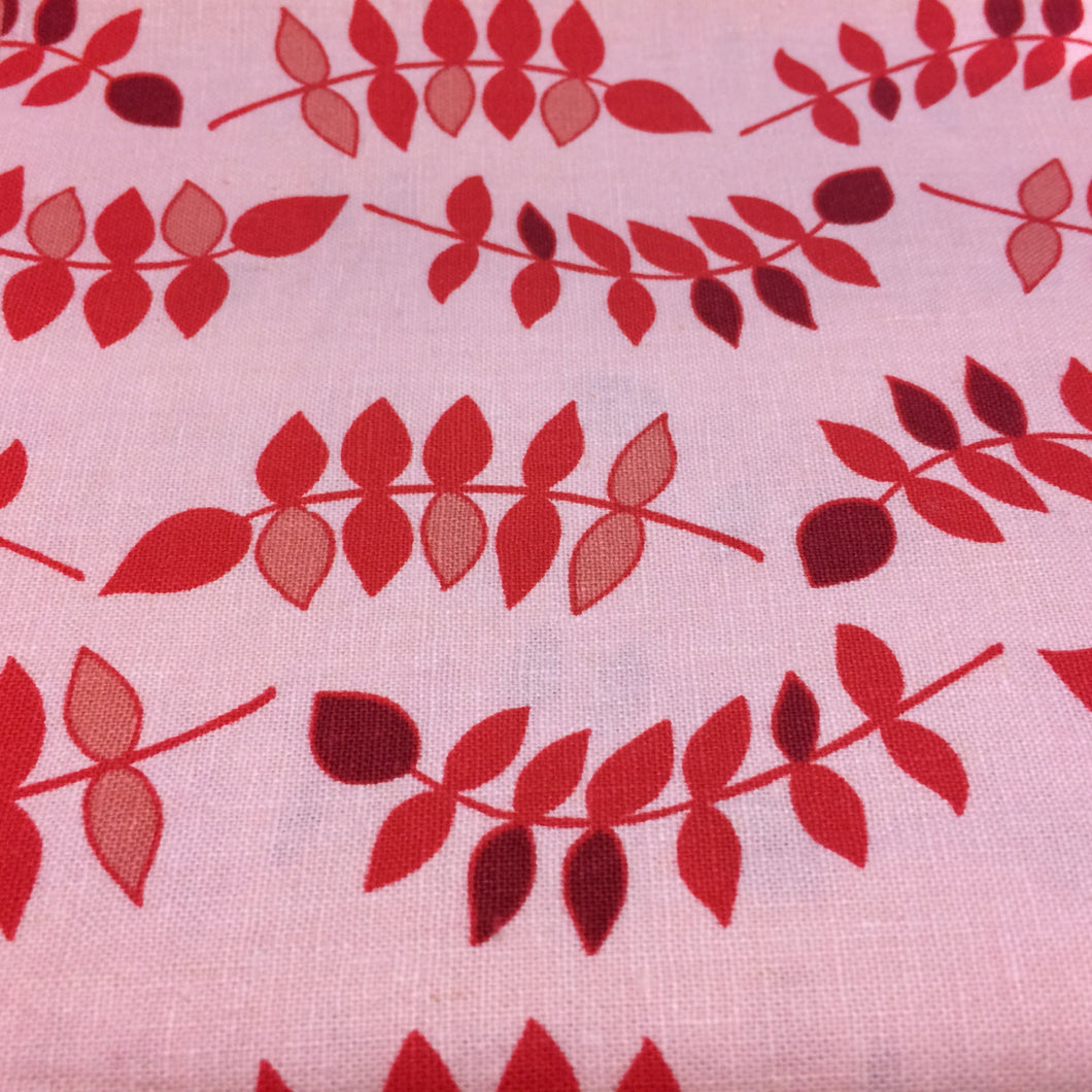 Jenaveve / Leaves / Raspberry / Valori Wells / Free Spirit Fabrics -1Yard- Linen Cotton Fabric / Leaf Fabric / Linen Fabric / Pink Red Linen