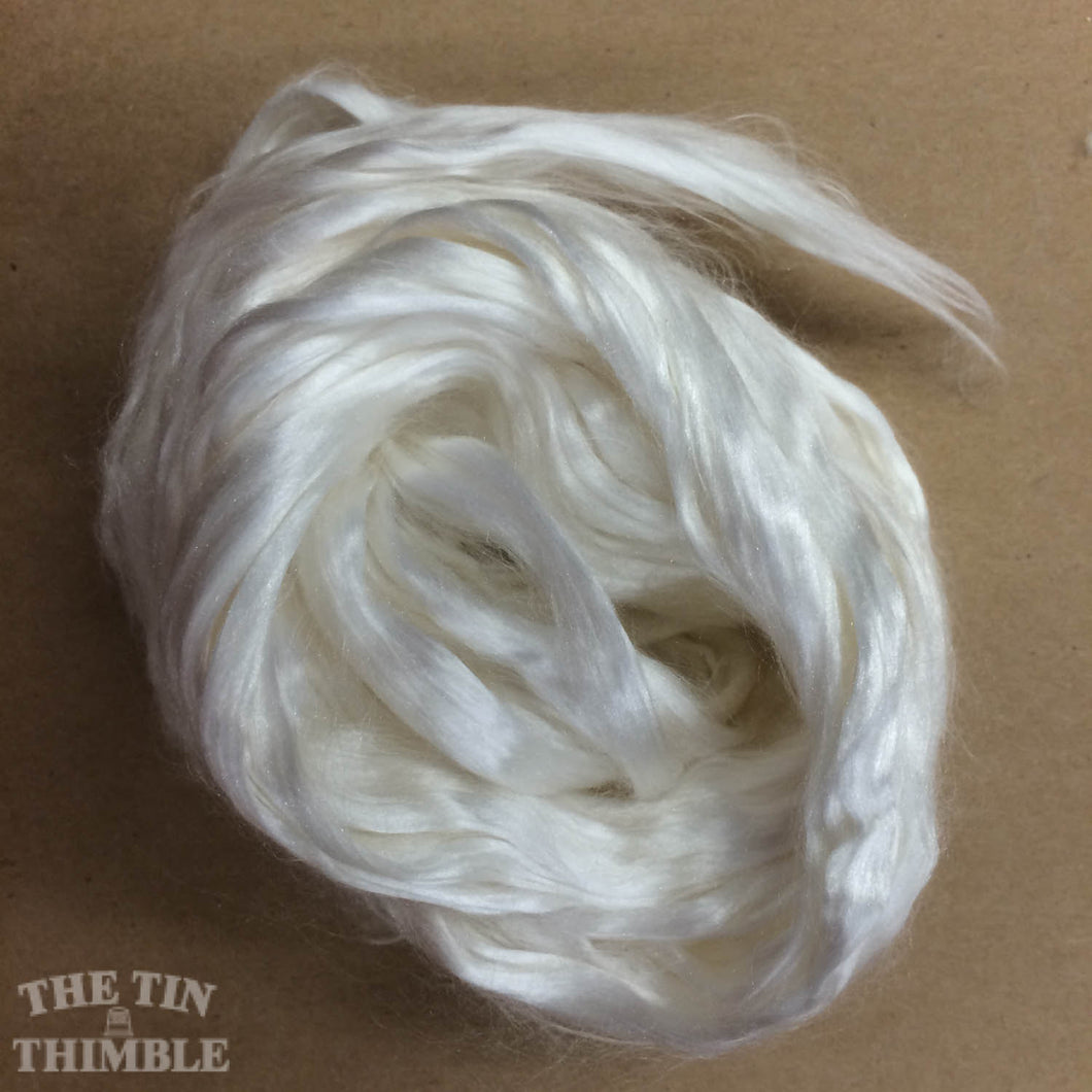 Natural White Cultivated Bombyx Silk Fiber for Spinning or Felting - Mulberry Silk for Fibre Art