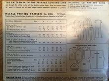 Load image into Gallery viewer, Toddler Pajama Pattern / Vintage Sewing Pattern / Girl&#39;s Pajama Pattern / McCall 8306 / Sz 2 Bust 21 / Vintage Pajama / 1950s Fashion
