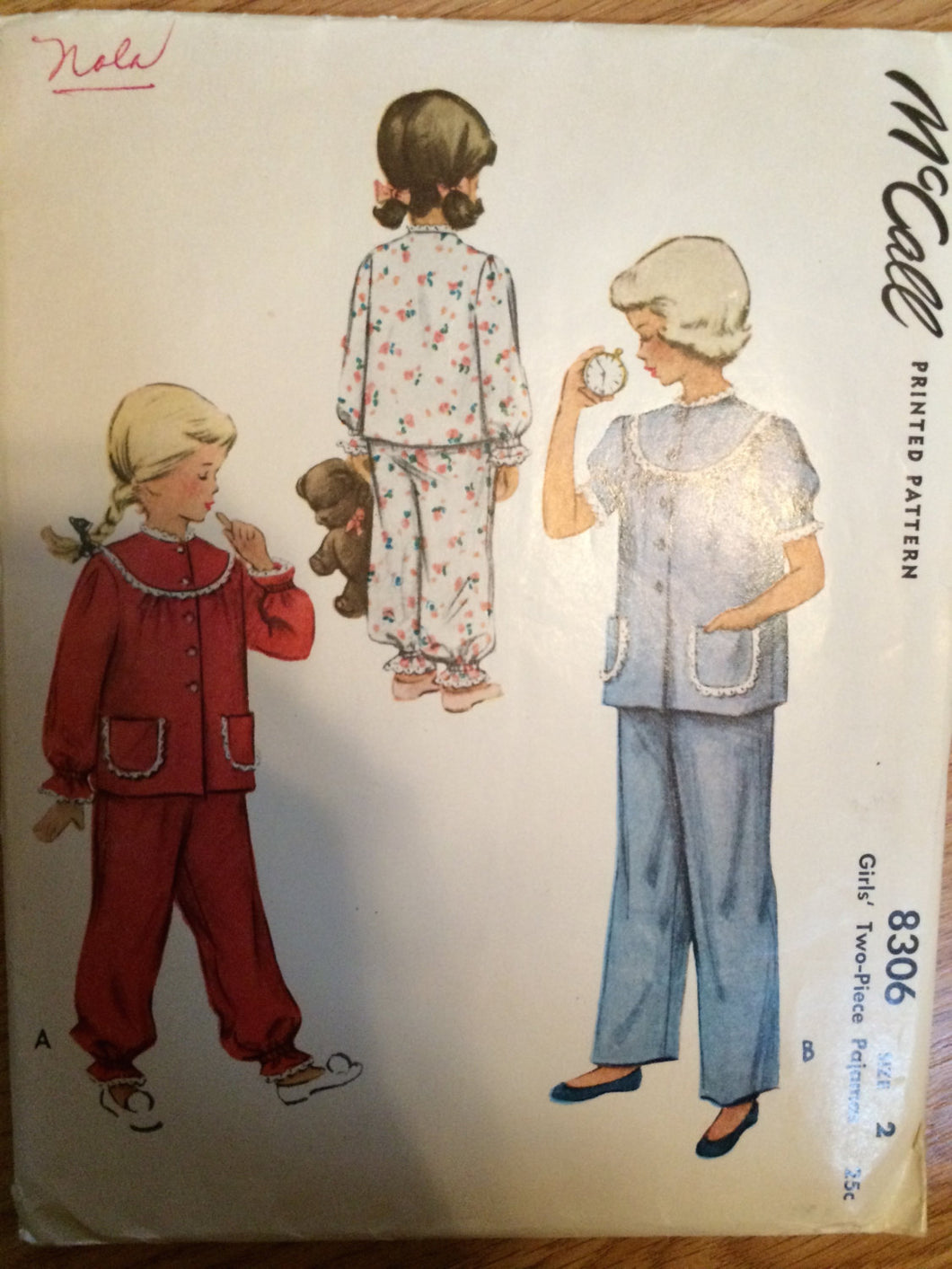 Toddler Pajama Pattern / Vintage Sewing Pattern / Girl's Pajama Pattern / McCall 8306 / Sz 2 Bust 21 / Vintage Pajama / 1950s Fashion