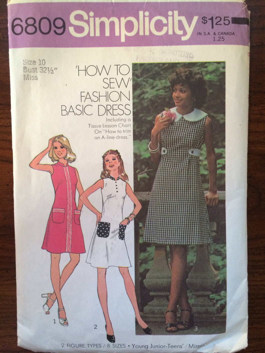 Vintage 1970s Simplicity Dress Pattern #6809 Sz 10 Bust 32.5  Vintage Simplicity / 70s Simplicity / 70s Pattern