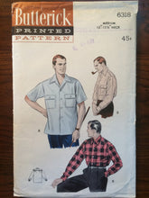 Load image into Gallery viewer, Vintage Men&#39;s 1960s Butterick Shirt Pattern #6318 Neck 15 - 15.5&quot; - 1960s Butterick / Men&#39;s Shirt Pattern / Button Up Shirt Pattern
