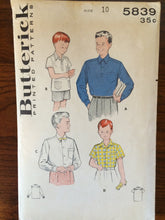 Load image into Gallery viewer, Boy&#39;s 1950s Butterick Shirt Pattern #5839 Size 10 Neck 12&quot; - 1950s Butterick / 50s Butterick / 19
