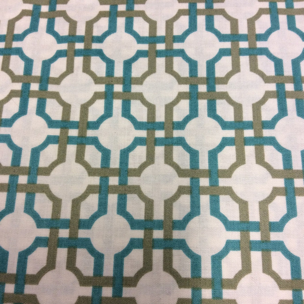 Lattice Print - So Chic in Aqua by Quilting Treasures - 1 Yard - Cotton Fabric / Fabric by Yard / New Fabric / Quilting Cotton