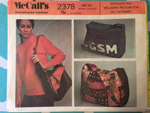 Load image into Gallery viewer, Vintage Shoulder Bag Pattern / 1970s McCall&#39;s 2378  - With Letters - UNCUT - Gym Bag Pattern / Luggage Pattern / 1970s Accessories
